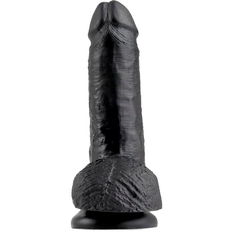 KING COCK - 7 DILDO NERO CON TESTICOLI 17,8 CM