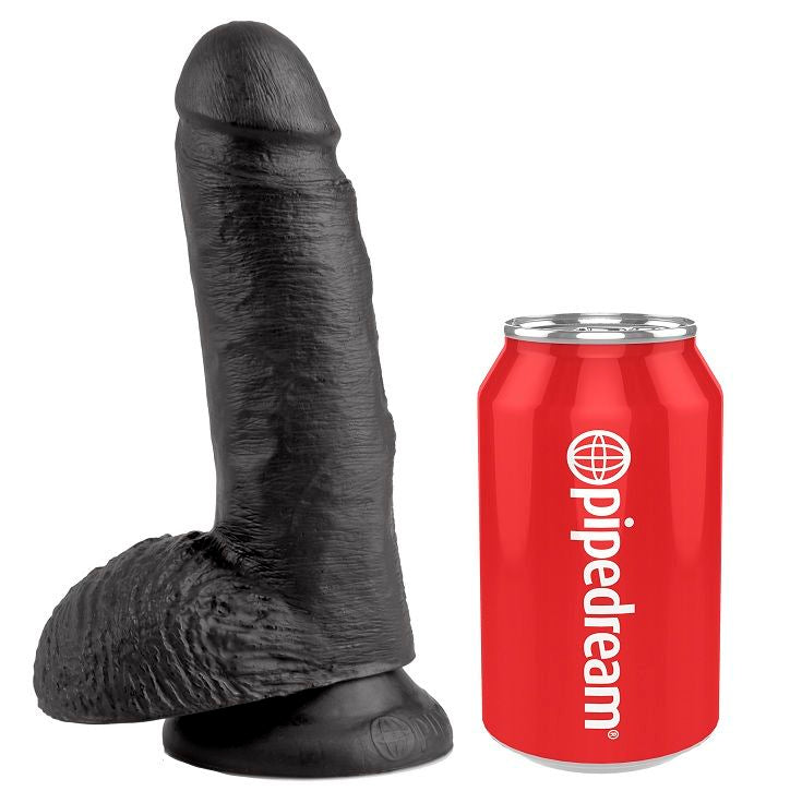 KING COCK - 7 DILDO NERO CON TESTICOLI 17,8 CM