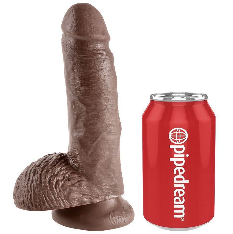 KING COCK - 7 DILDO MARRONE CON TESTICOLI 17,8 CM
