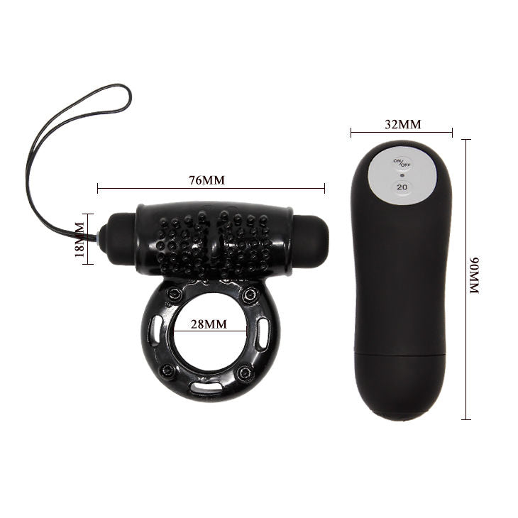 BAILE - ANELLO STIMOLATORE CON BULLET 20 FUNZIONI NERO