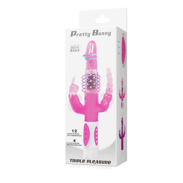 VIBRATORE ROTATORE TRIPLO PRETTY BUNNY