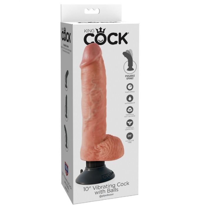 KING COCK - DILDO VIBRANTE CON TESTICOLI 25.5 CM NUDE