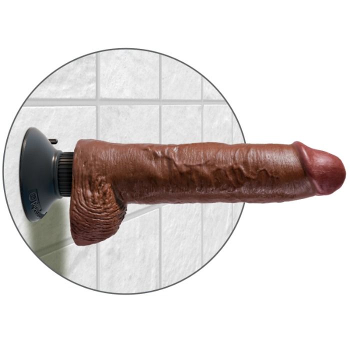KING COCK - DILDO VIBRANTE CON TESTICOLI 25,5 CM SCURO