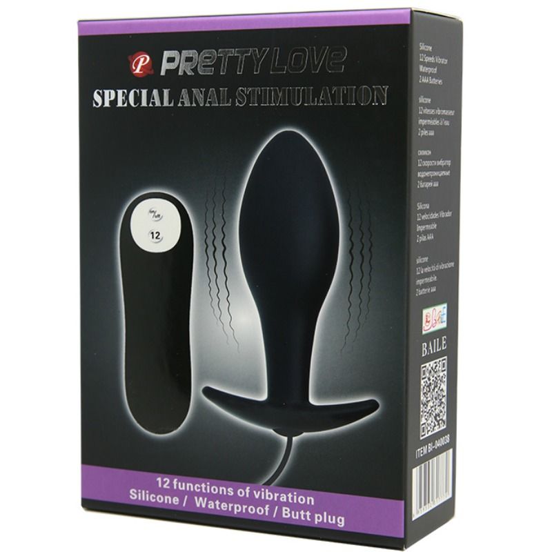 PRETTY LOVE - PLUG ANALE IN SILICONE CON FORMA DI ANCORA 12 FUNZIONI NERO