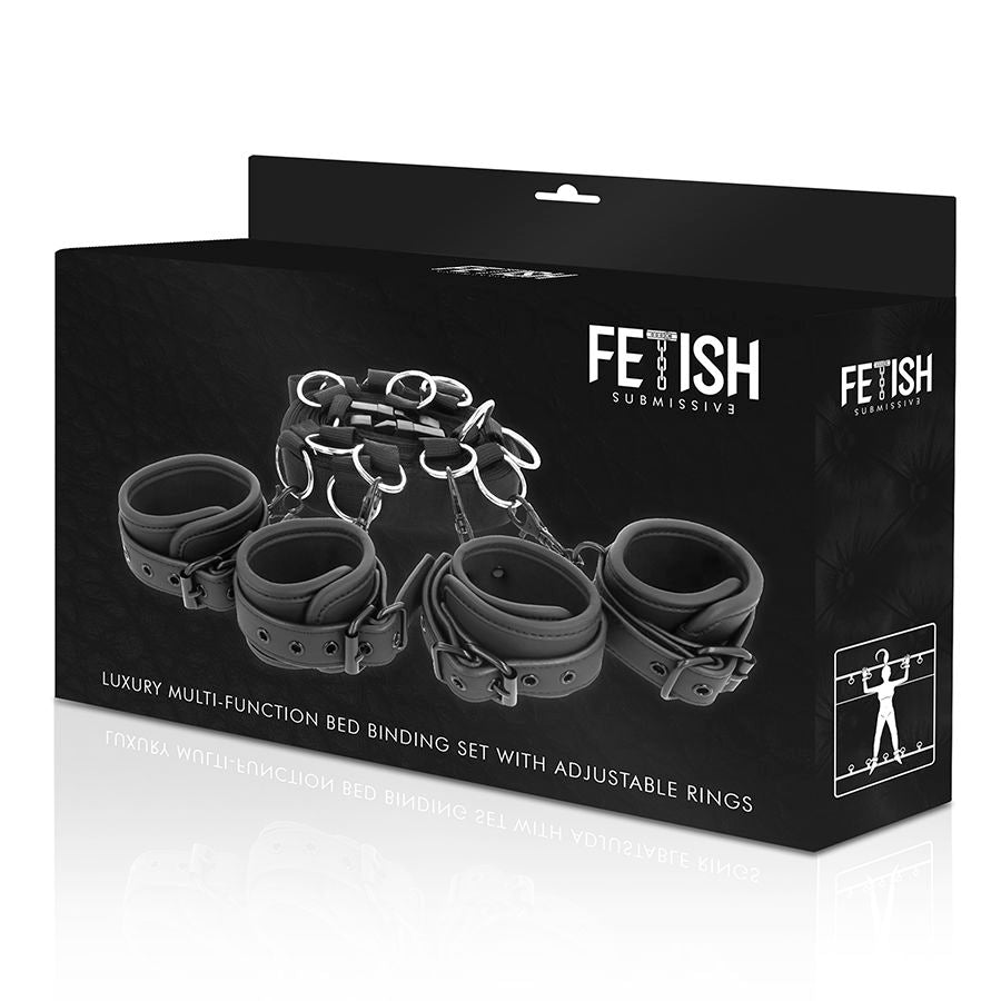 FETISH SUBMISSIVE - LUXURY BED BINDINGS-SET DI FISSAGGI E CINTURINI DA LETTO CON FODERA IN NOPRENE