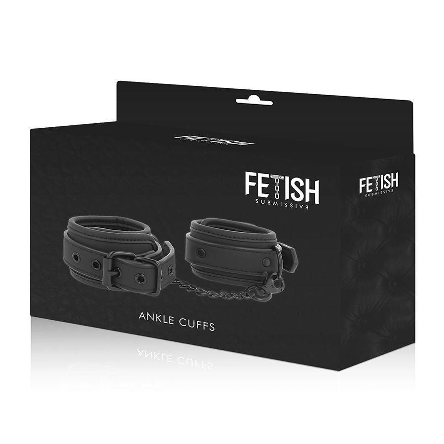 FETISH SUBMISSIVE - MANETTE PER LA CAVIGLIA IN PELLE VEGANA CON FODERA IN NOPRENE