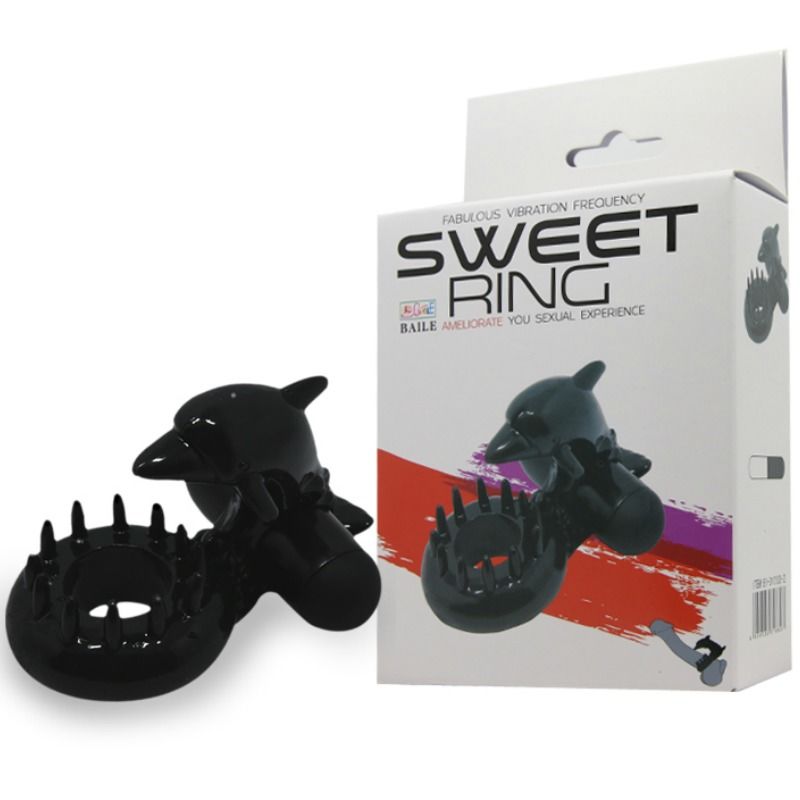ANELLO PENE VIBRANTE CON STIMOLATORE CLITORIDE DESIGN DELFINO SWEET