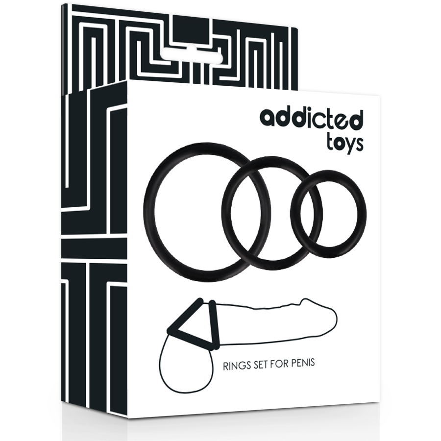 ADDICTED TOYS - SET DI 3 ANELLI PER PENE VARIE MISURE NERI