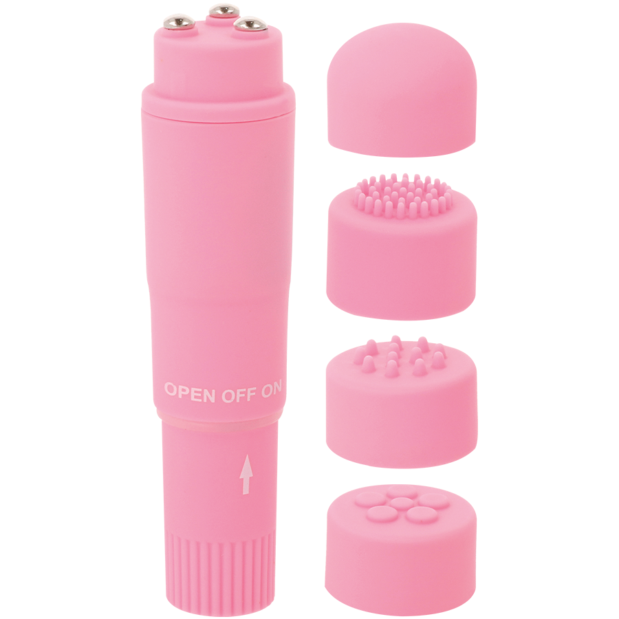 GLOSSY - KURT POCKET MASSAGGIATORE 4 TESTINE INTERCAMBIABILI ROSA