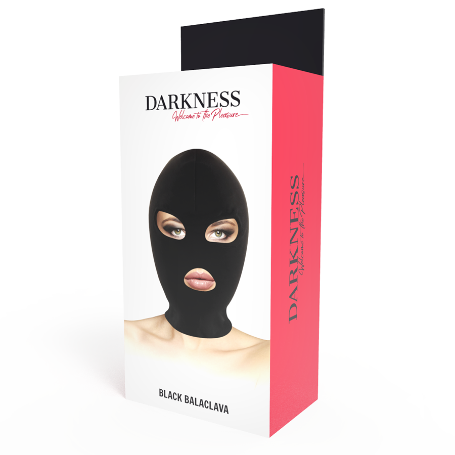 DARKNESS - MASCHERA DI SOTTOMISSIONE BDSM CON APERTURA BOCCA E OCCHI NERA