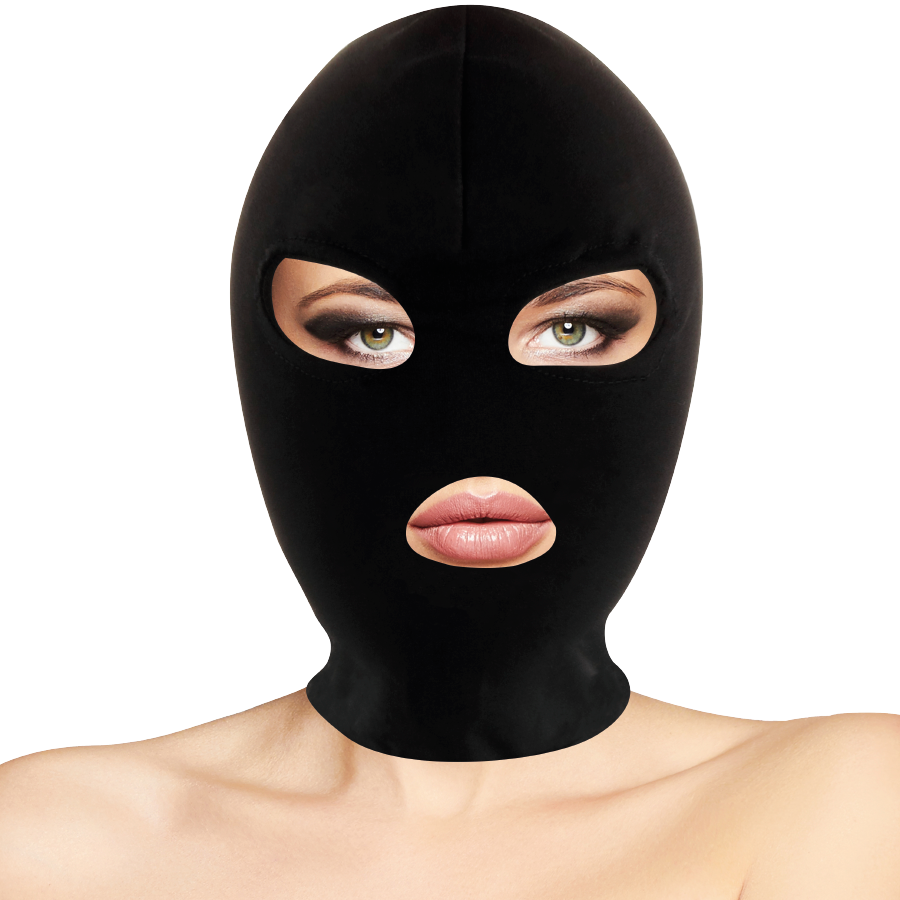 DARKNESS - MASCHERA DI SOTTOMISSIONE BDSM CON APERTURA BOCCA E OCCHI NERA