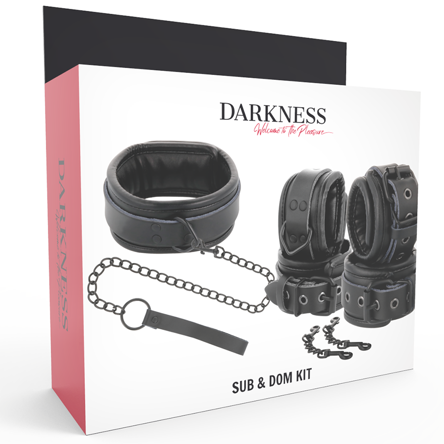 DARKNESS - MANETTE E COLLARE IN VERA PELLE