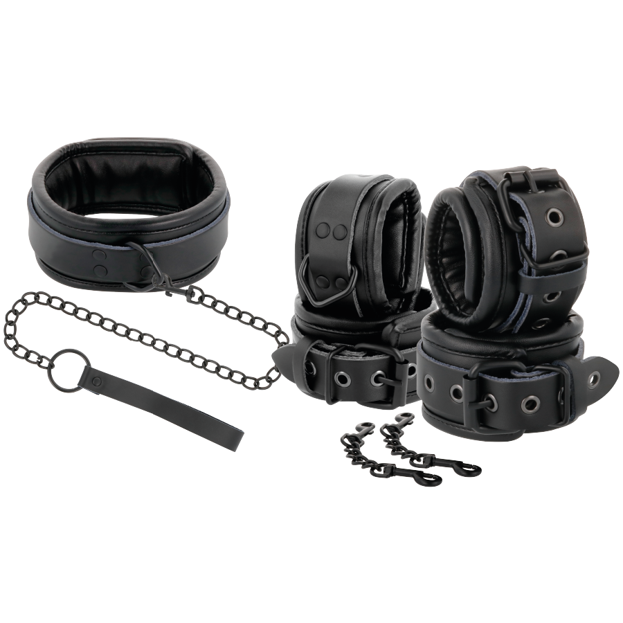 DARKNESS - MANETTE E COLLARE IN VERA PELLE
