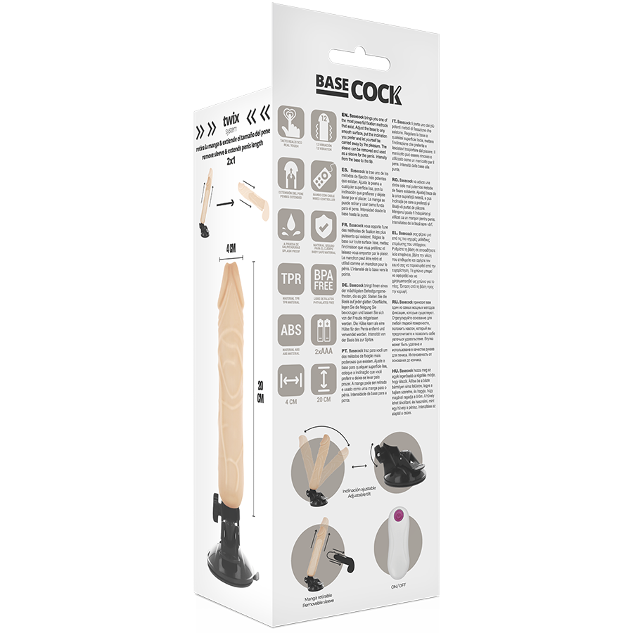 BASECOCK - VIBRATORE REALISTICO CON TELECOMANDO 20 CM -O- 4 CM