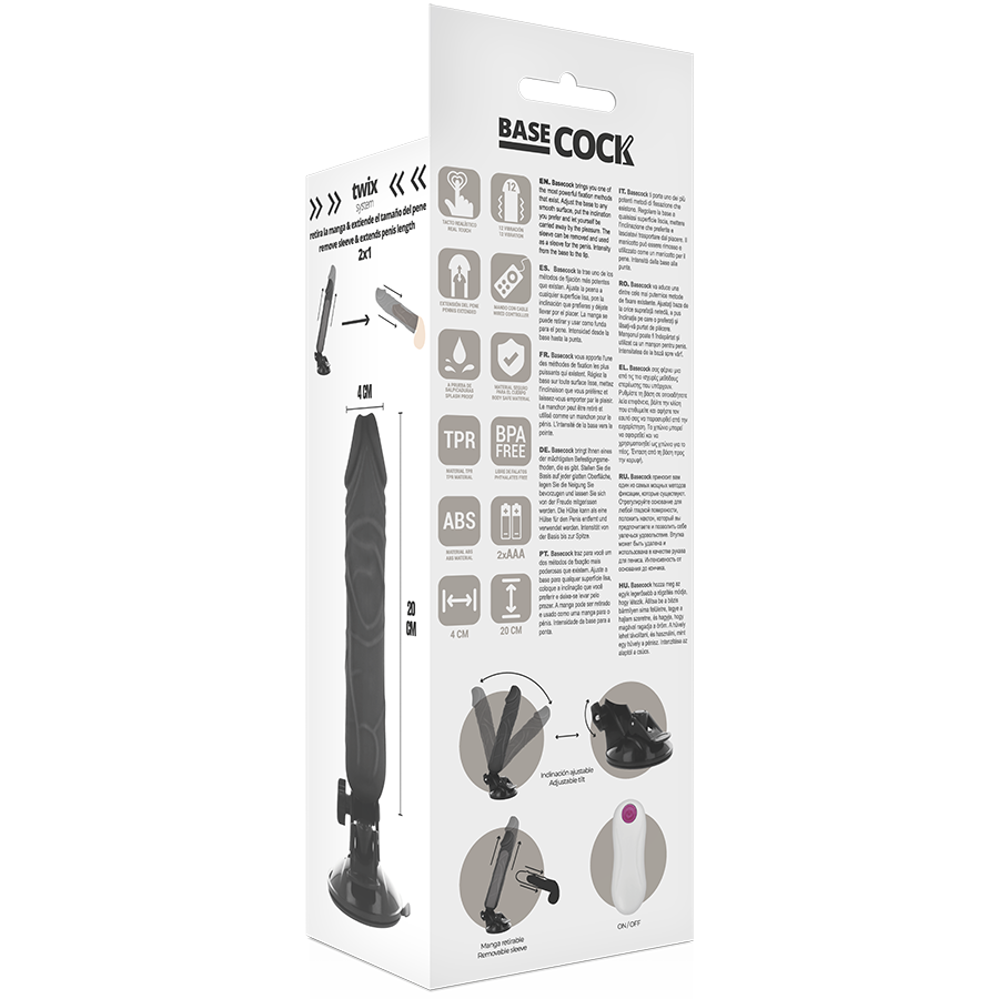 BASECOCK - VIBRATORE REALISTICO CON TELECOMANDO 20 CM -O- 4 CM