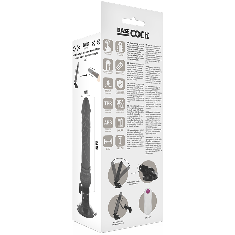 BASECOCK - VIBRATORE REALISTICO CON TELECOMANDO 19,5 CM -O- 4 CM