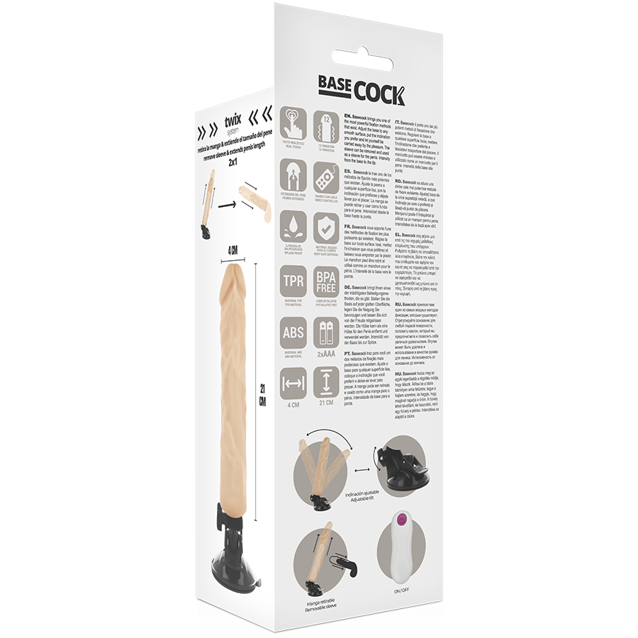 BASECOCK - VIBRATORE REALISTICO CON TELECOMANDO 21 CM -O- 4 CM