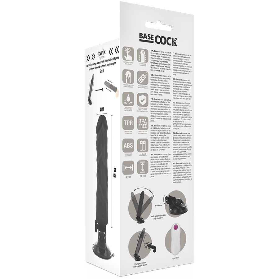 BASECOCK - VIBRATORE REALISTICO CON TELECOMANDO 21 CM -O- 4 CM
