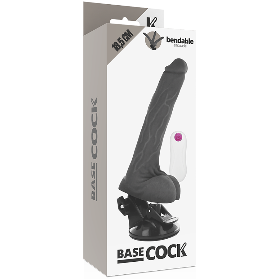 BASECOCK - VIBRATORE REALISTICO CON TELECOMANDO ARTICOLABILE 18,5 CM -O- 4 CM