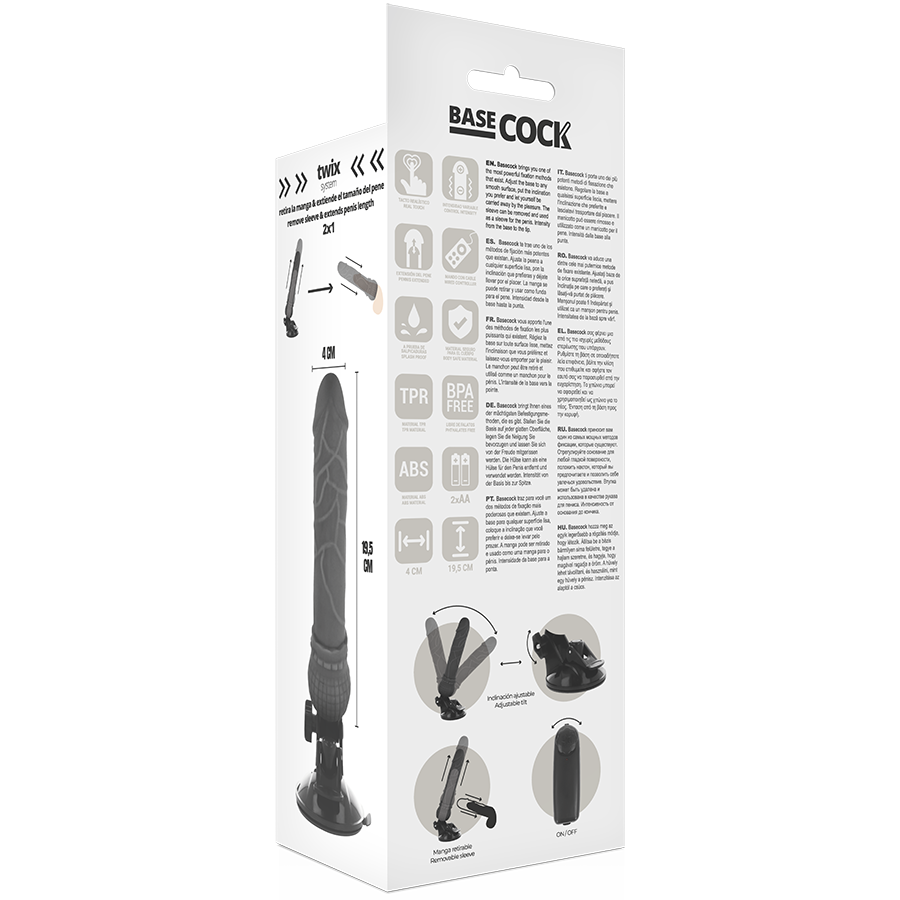 BASECOCK - VIBRATORE REALISTICO TELECOMANDO 19,5 CM -O- 4 CM