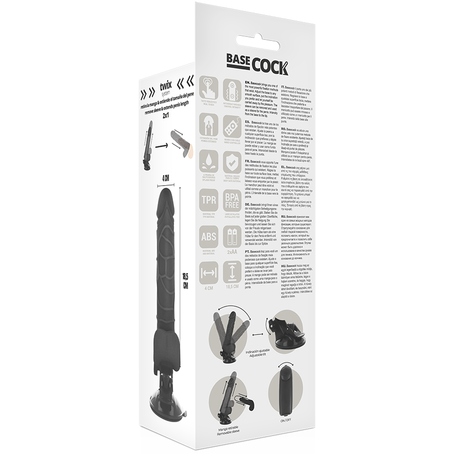 BASECOCK - VIBRATORE REALISTICO TELECOMANDO 18,5 CM -O- 4CM