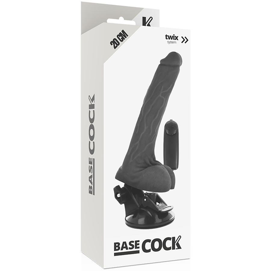 BASECOCK - VIBRATORE REALISTICO NATURALE CON TELECOMANDO E TESTICOLI 20 CM -O- 4 CM