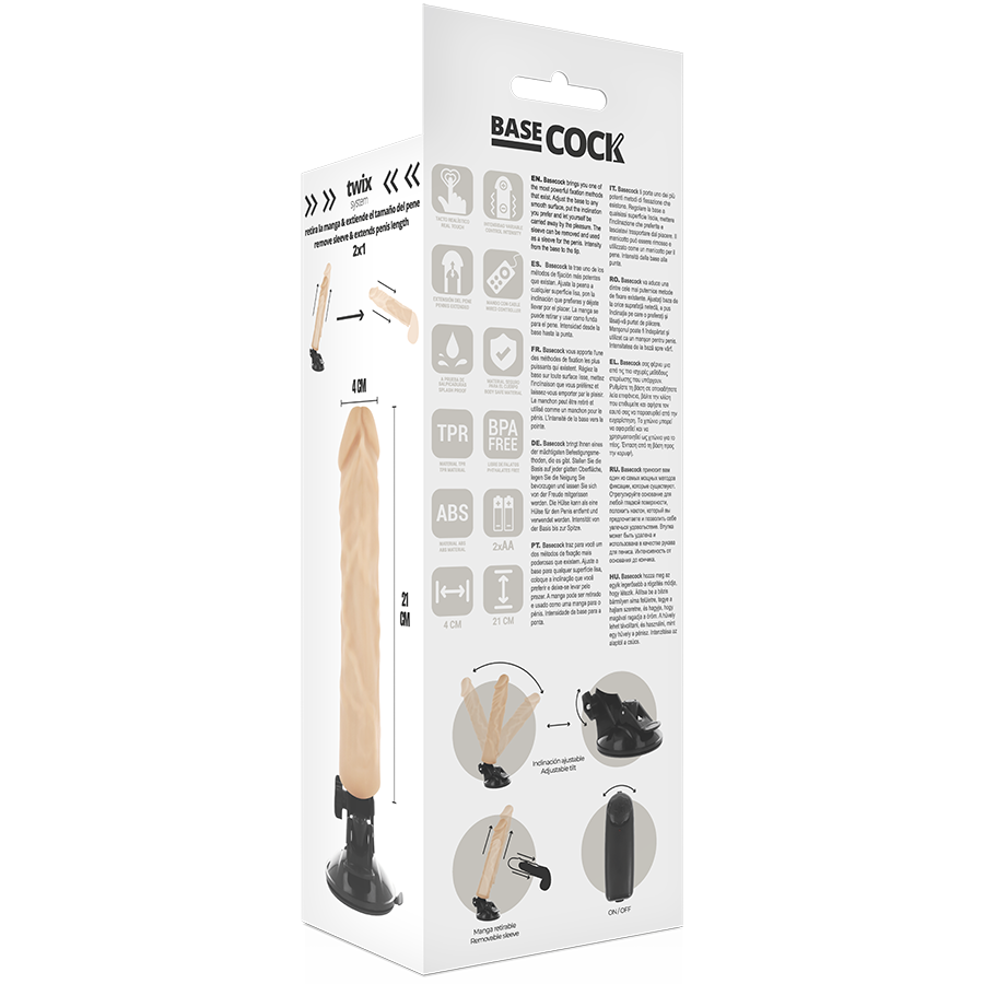 BASECOCK - VIBRATORE REALISTICO TELECOMANDO 21 CM -O- 4 CM