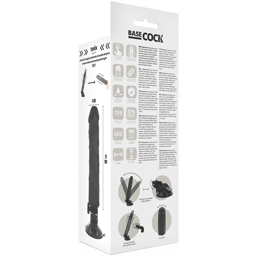 BASECOCK - VIBRATORE REALISTICO TELECOMANDO 21 CM -O- 4 CM