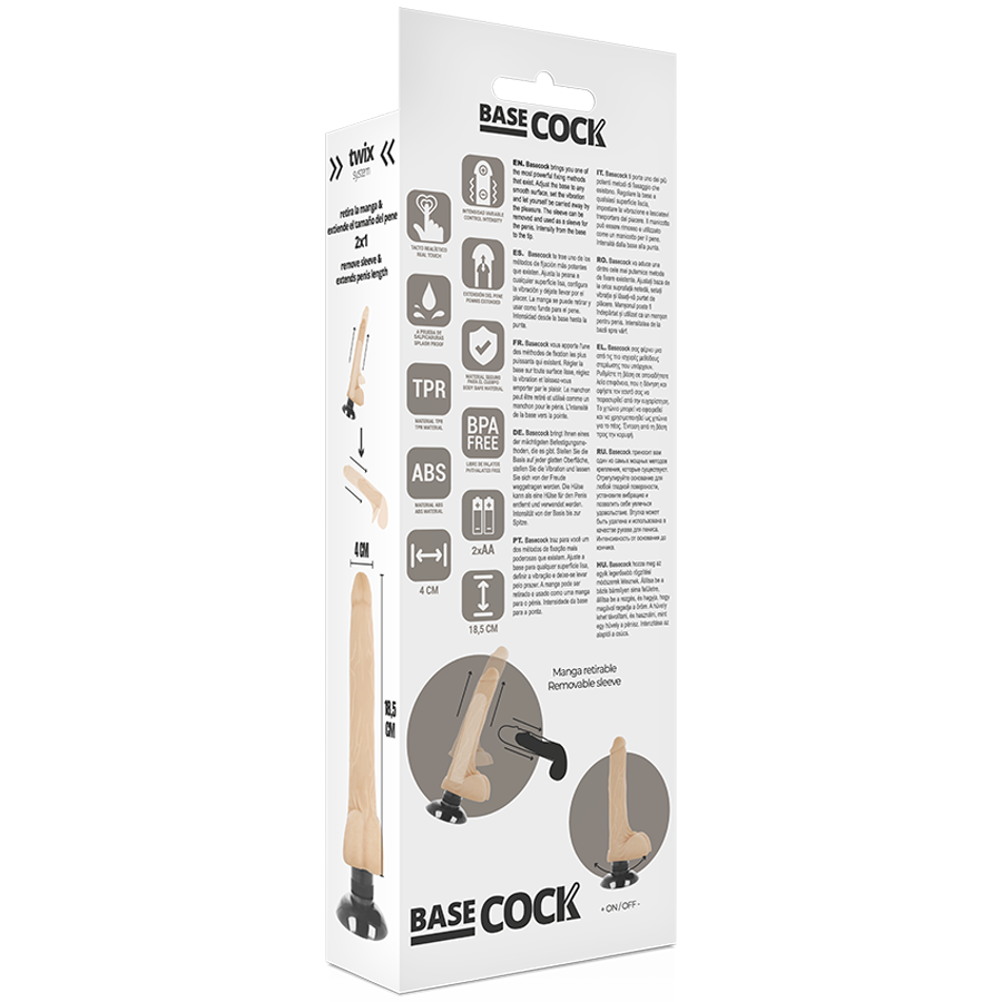 BASECOCK - VIBRATORE REALISTICO 2-1 18,5 CM -O- 4 CM