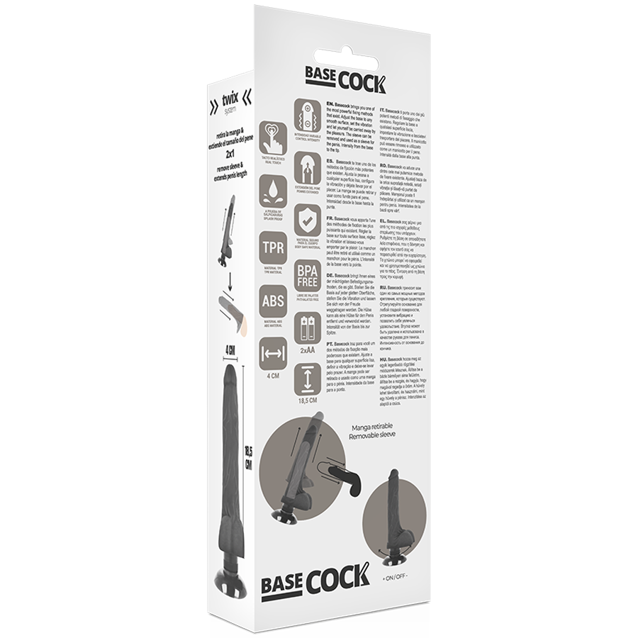 BASECOCK - VIBRATORE REALISTICO 2-1 18,5 CM -O- 4 CM