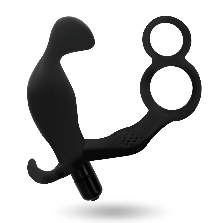 ADDICTED TOYS - DOPPIO ANELLO PER IL PENE E TESTICOLI + PLUG ANALE NERO