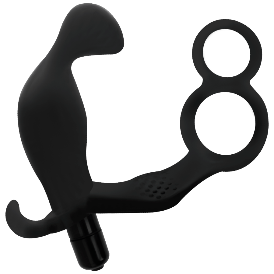 ADDICTED TOYS - DOPPIO ANELLO PER IL PENE E TESTICOLI + PLUG ANALE NERO