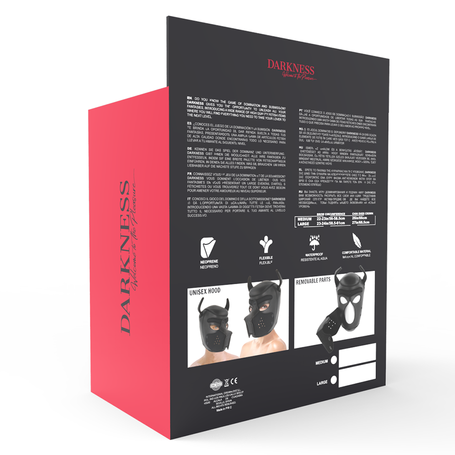 DARKNESS - MASCHERA CANE IN NEOPRENE CON MUSERUOLA RIMOVIBILE L