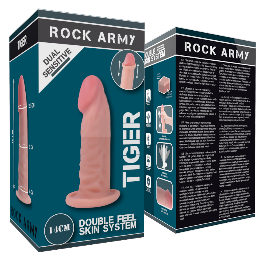 ROCKARMY - DILDO TIGER A DOPPIA DENSITÀ 14 CM -O- 4,46 CM