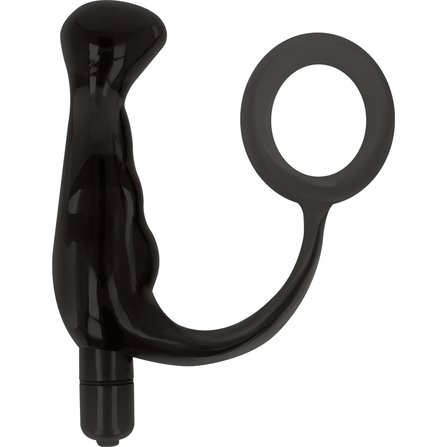 ADDICTED TOYS -ANELLO CON VIBRATORE PROSTATICO 10 CM NERO