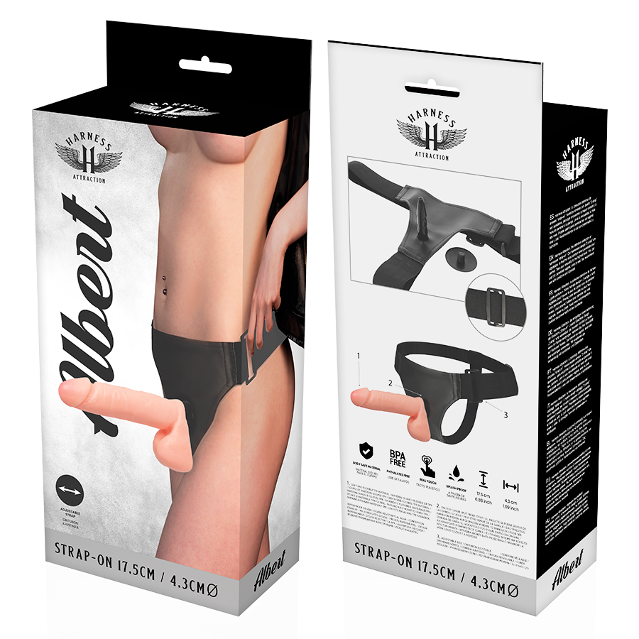 HARNESS ATTRACTION - ALBERT HARNESS CON PENE REALISTICO 17,5 CM -O- 4,3 CM