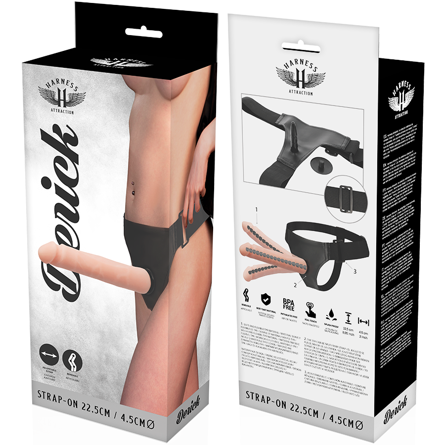 HARNESS ATTRACTION - DERICK HARNESS CON PENE ARTICOLABILE NUDE 22,5 CM -O- 4,5 CM
