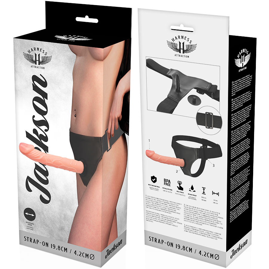 HARNESS ATTRACTION - JACKSON HARNESS CON PENE REALISTICO 19,8 CM -O- 4,2 CM