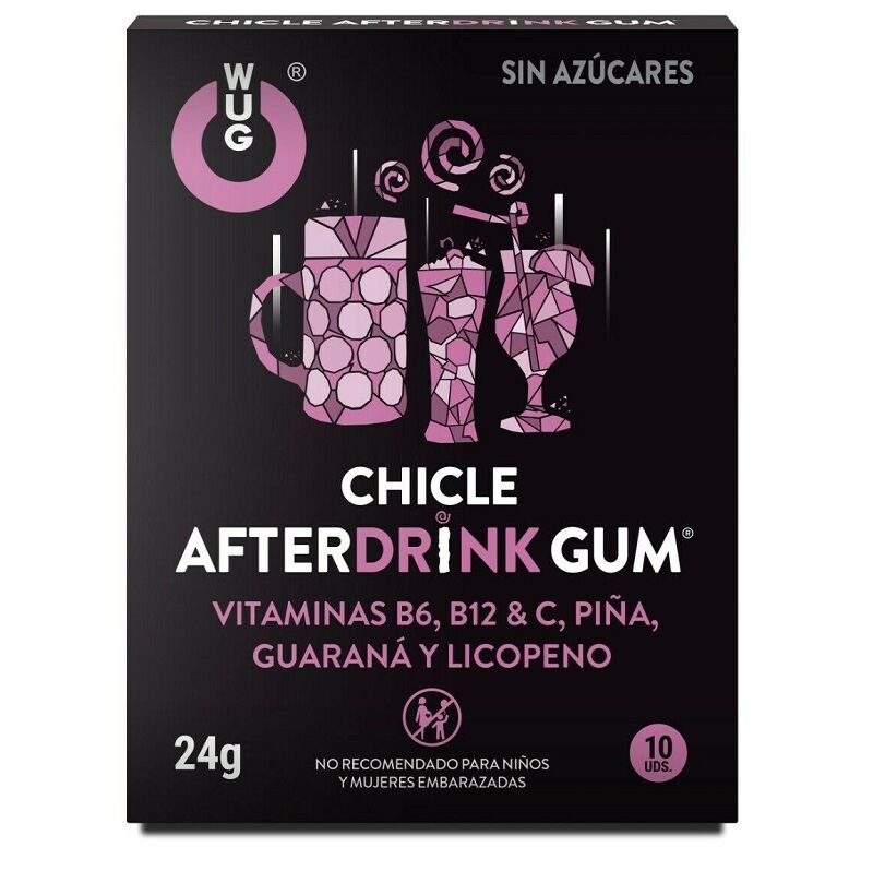 WUG GUM AFTER DRINK HANGOVER - ALLEVIA I SINTOMI DELL'ASSUNZIONE DI ALCOL 10 UNITÀ