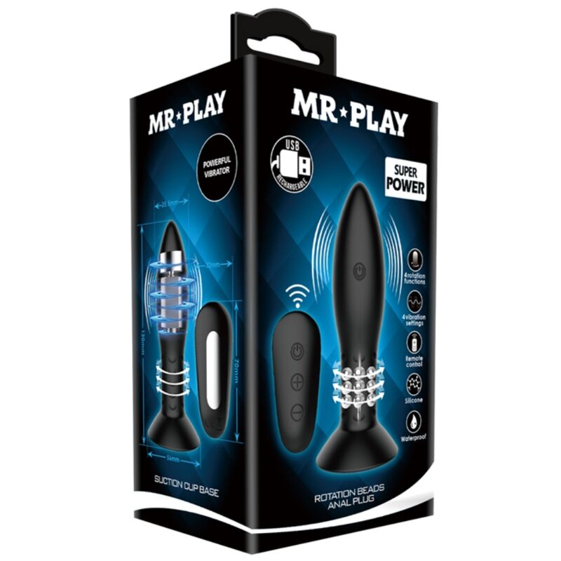 MR PLAY - PLUG CON PALLINE ROTANTI E TELECOMANDO NERO