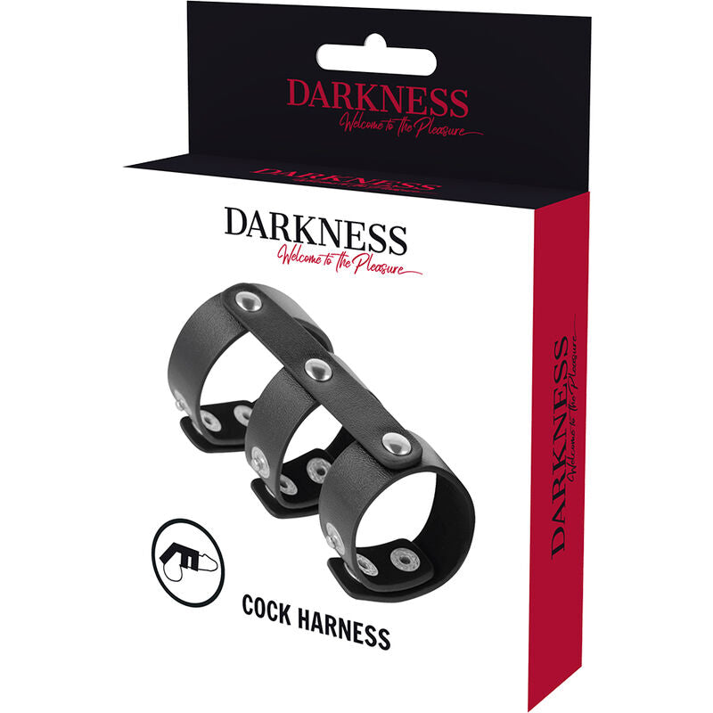 DARKNESS - ANELLO DOPPIO REGOLABILE IN PELLE PER PENE E TESTICOLI