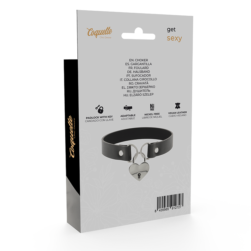 COQUETTE CHIC DESIRE - CHOCKER IN PELLE VEGANA CON ACCESSORIO CUORE CON CHIAVE