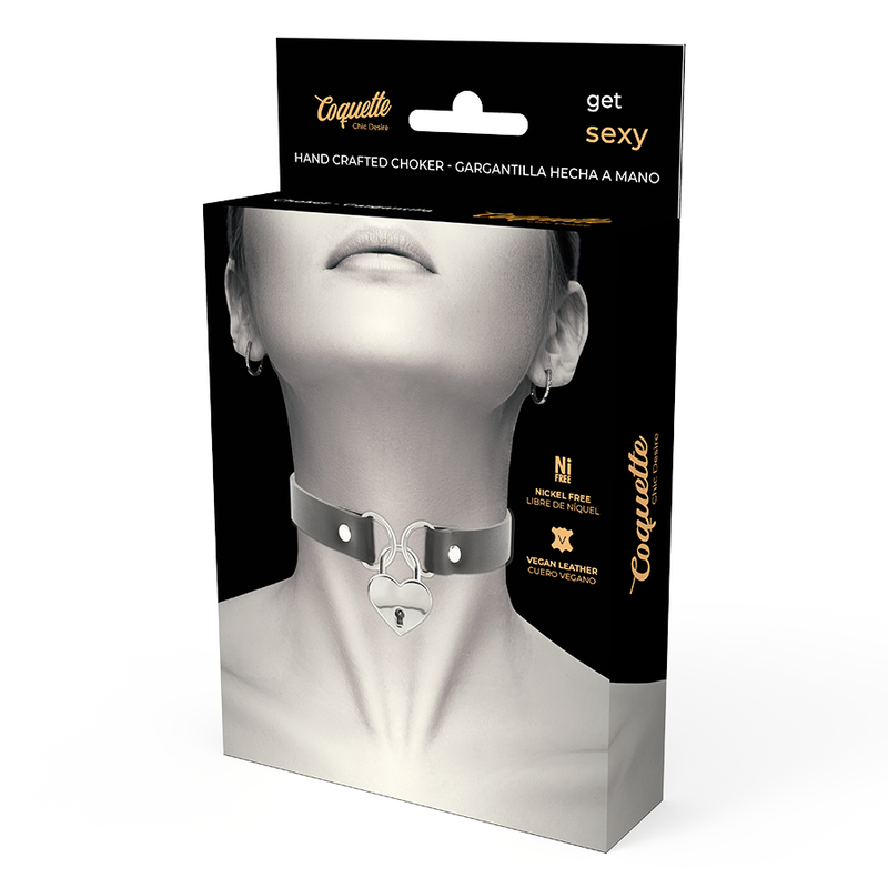 COQUETTE CHIC DESIRE - CHOCKER IN PELLE VEGANA CON ACCESSORIO CUORE CON CHIAVE