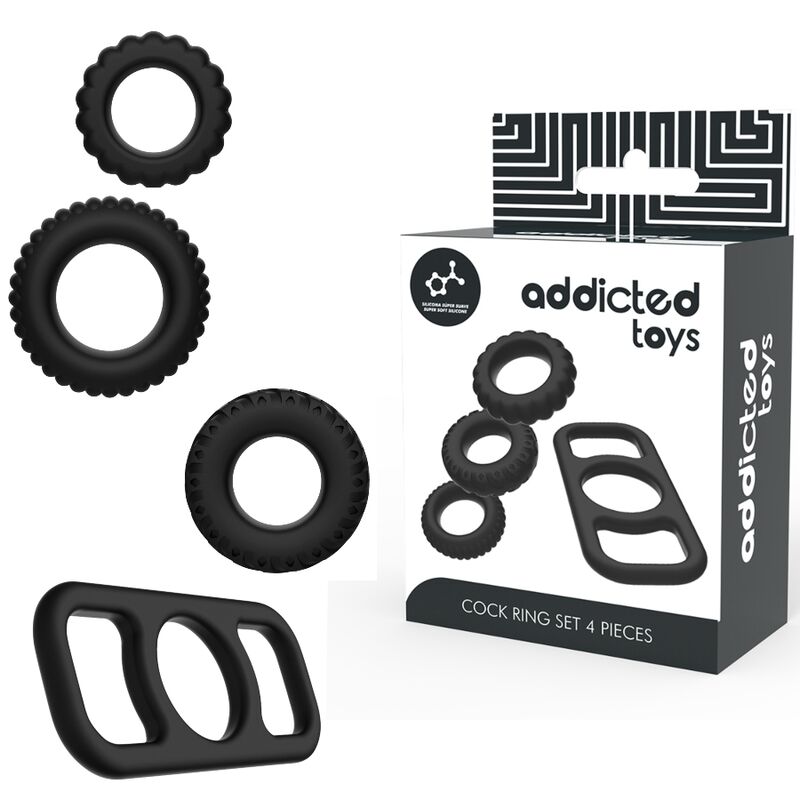 ADDICTED TOYS - SET DI 4 ANELLI PER IL PENE VARIE DIMENSIONI