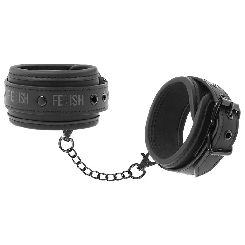 FETISH SUBMISSIVE - MANETTE PER LA CAVIGLIA IN PELLE VEGANA CON FODERA IN NOPRENE
