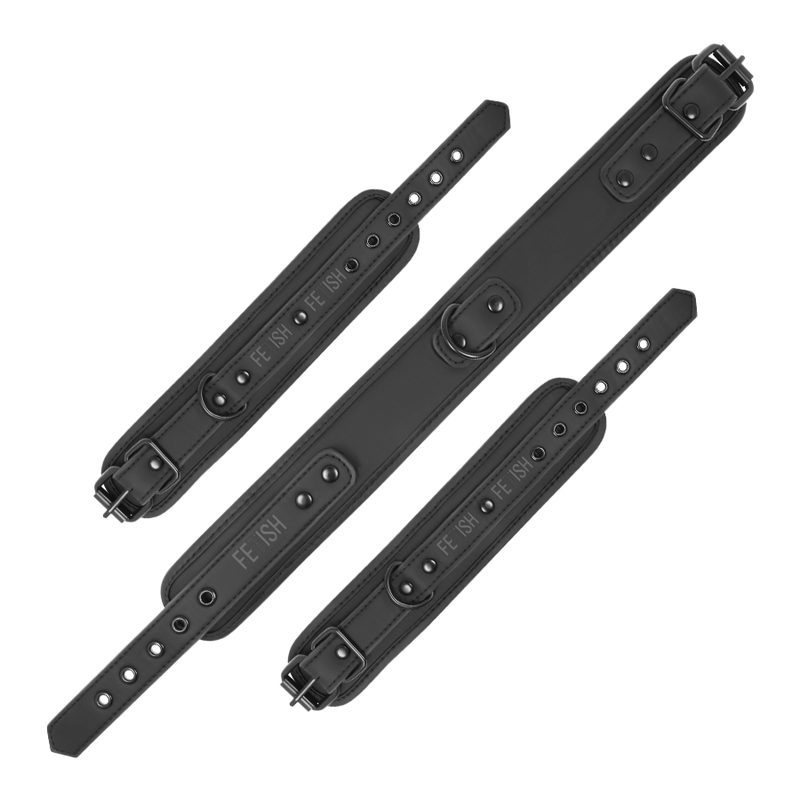 FETISH SUBMISSIVE - COLLARE E MANETTE IN PELLE VEGANA CON FODERA IN NEOPRENE
