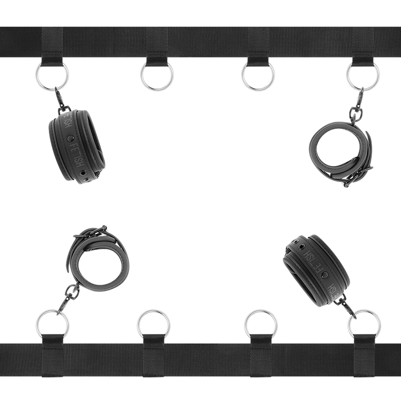 FETISH SUBMISSIVE - LUXURY BED BINDINGS-SET DI FISSAGGI E CINTURINI DA LETTO CON FODERA IN NOPRENE