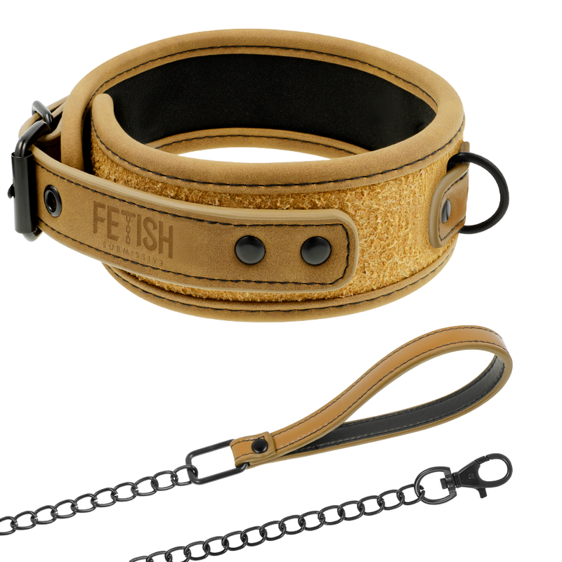 FETISH SUBMISSIVE ORIGEN - COLLARE RIVESTITO IN NEOPRENE CON CATENA