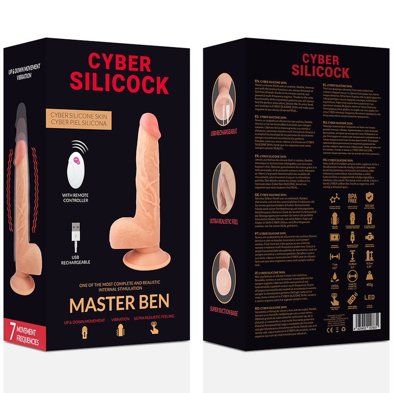 CYBER SILICOCK - MASTER BEN DILDO REALISTICO CON TELECOMANDO 23,88 CM -O- 4,3 CM