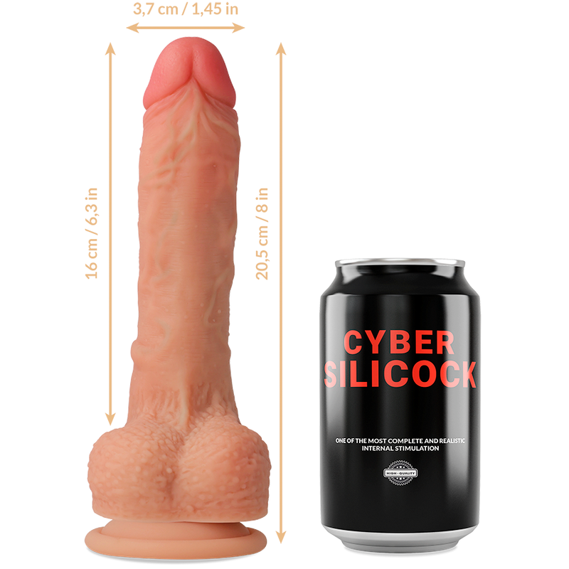 CYBER SILICOCK - CONNOR STRAP-ON IN SILICONE LIQUIDO CON 3 ANELLI INCLUSI 20,5 CM -O- 3,7 CM